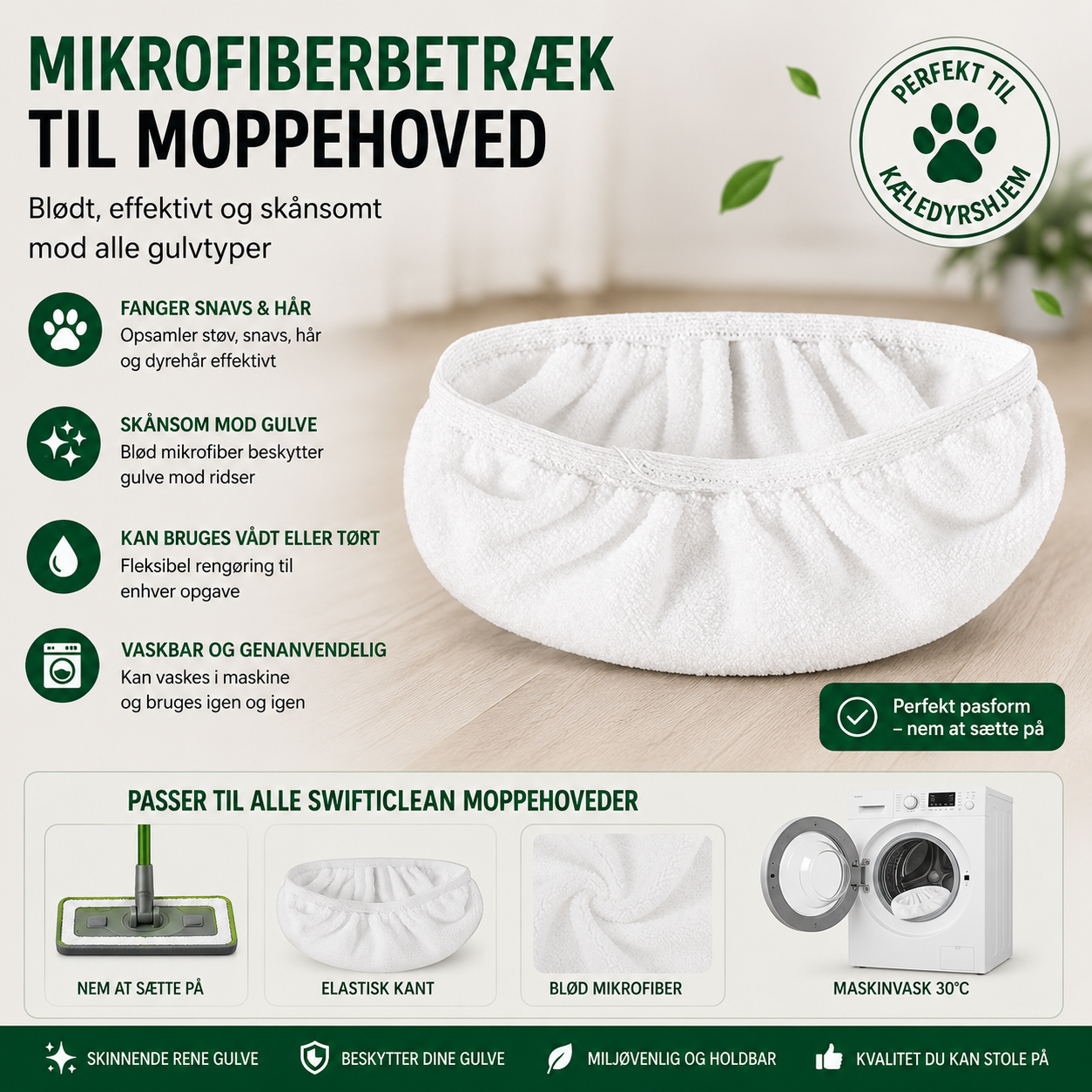 SwiftClean | Genanvendelig Mikrofiber Swiffer Støvklud
