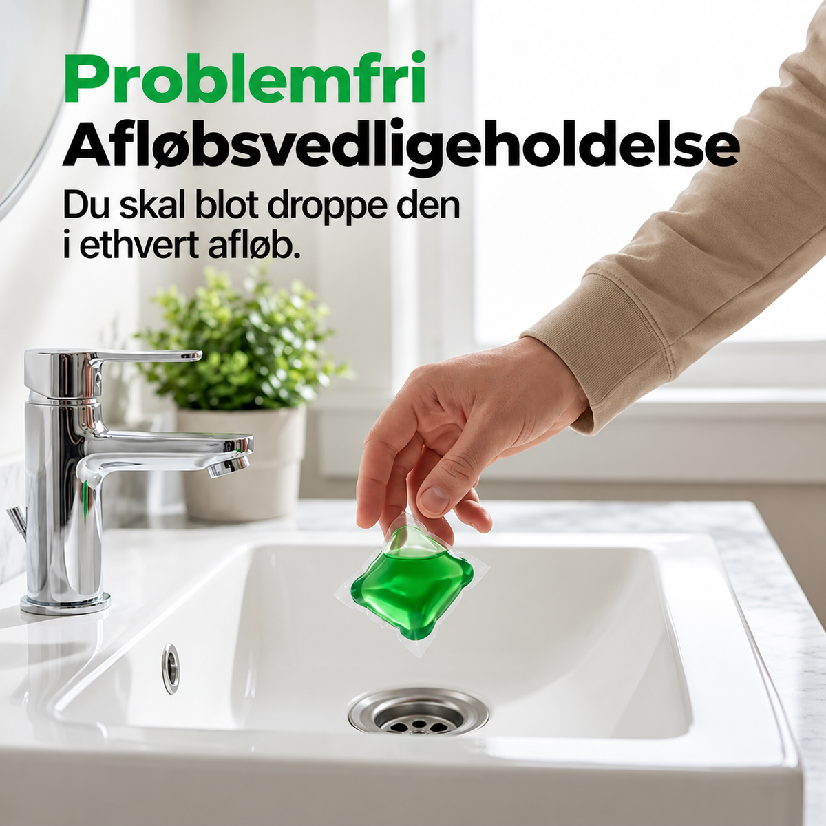 Bioenzym-kapsler til fjernelse af lugt i afløbet