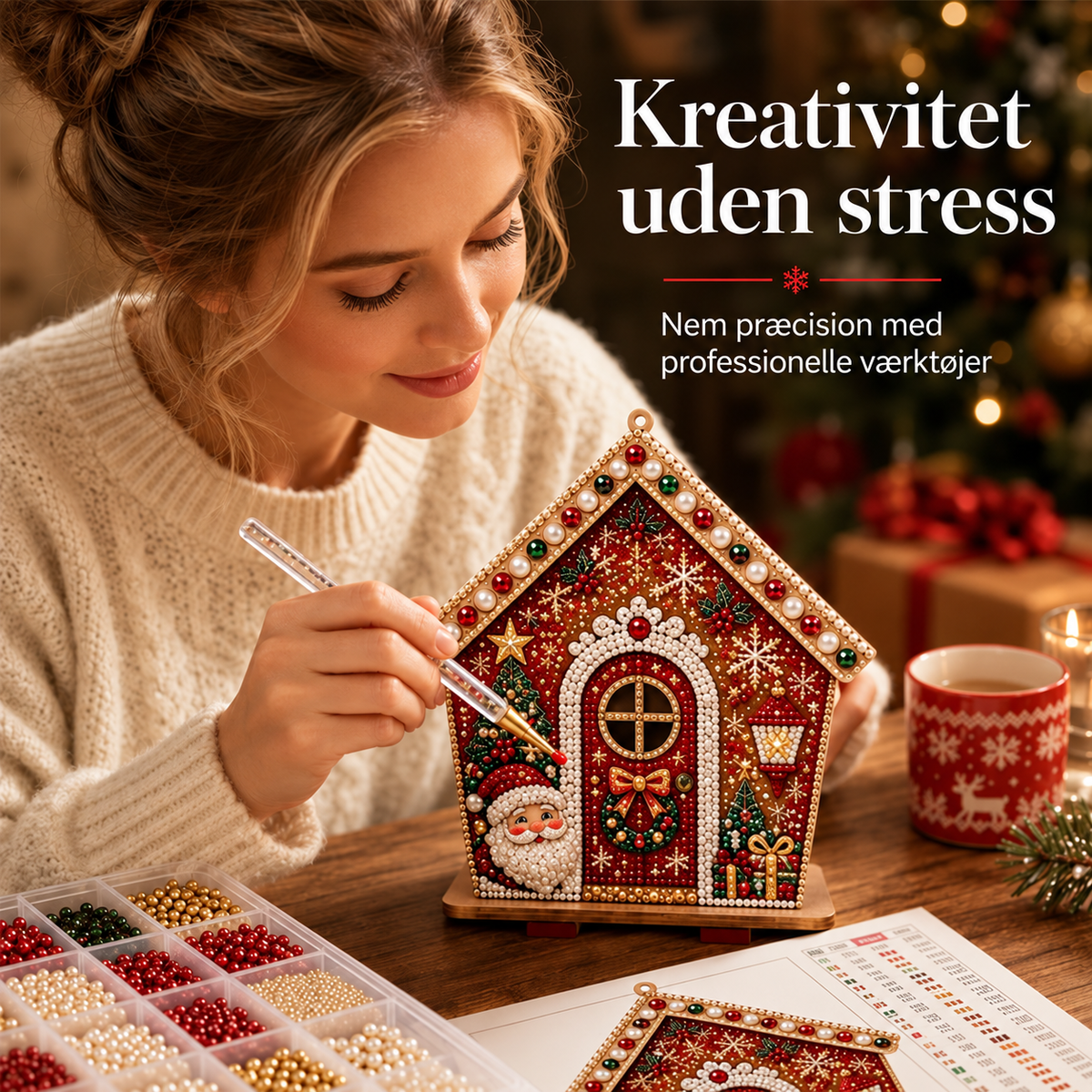 🎄3D-juleperlemaleri – gør-det-selv | Glitrende 3D-perler | Vælg selv dine 3 yndlingsdesign