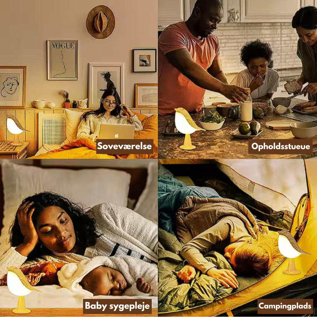 ZenGlow™ – Elegant Fugle-Inspireret Natbordslampe Lys