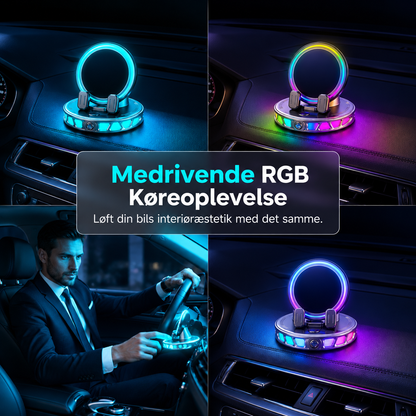 🌈 50 % rabat! 🚗 360° roterbar bilholder med trådløs opladning og RGB-stemningsbelysning