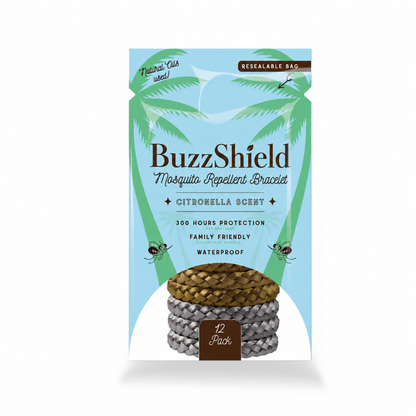 BuzzShield™ myggeafvisende armbånd – 12-pak