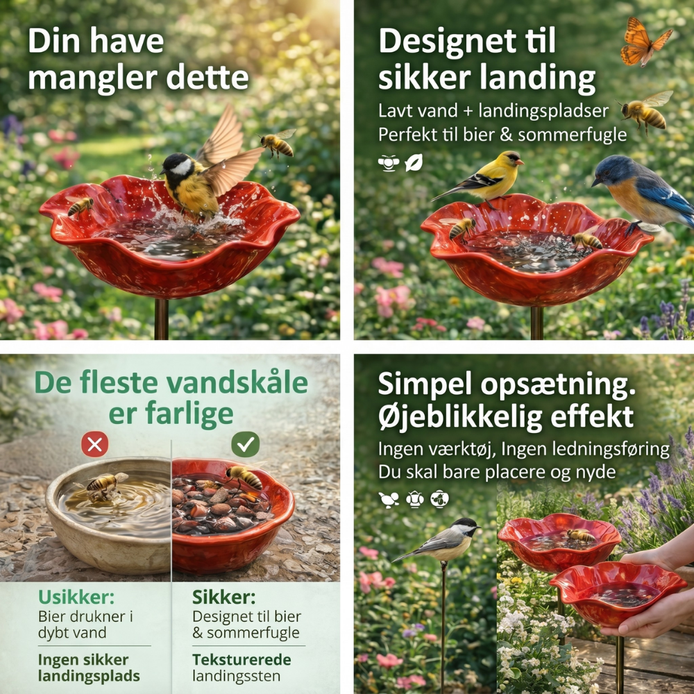 PetalHaven™ – Have Fuglebad & Bestøver Vandstation