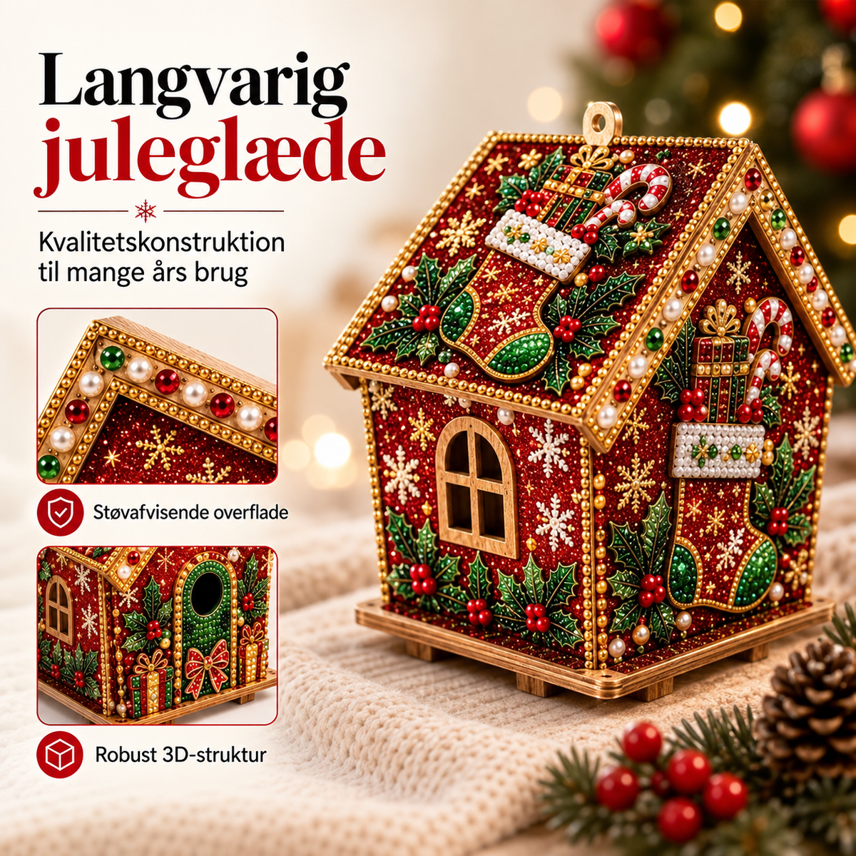 🎄3D-juleperlemaleri – gør-det-selv | Glitrende 3D-perler | Vælg selv dine 3 yndlingsdesign