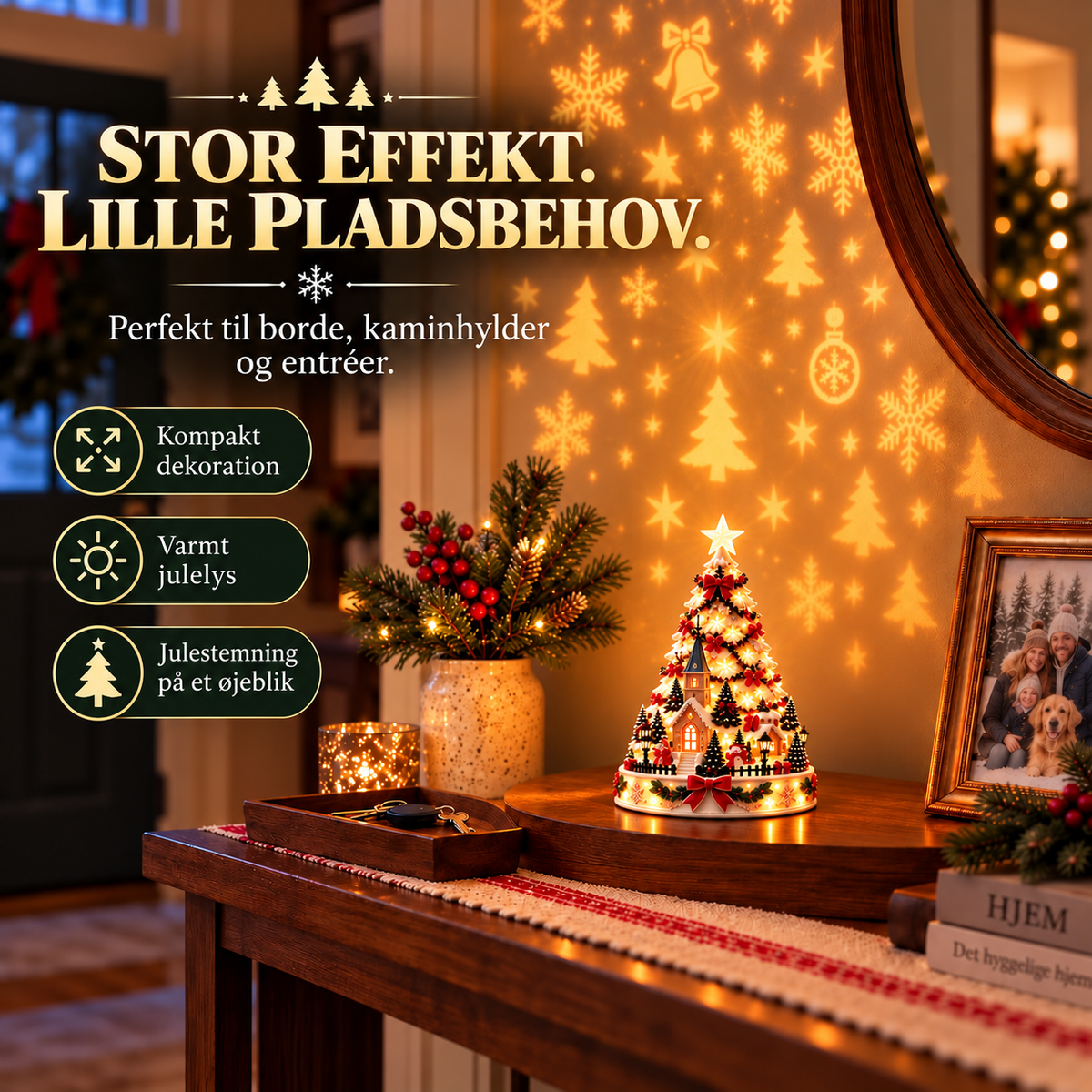 50 % rabat 🎄 Juleby-projektion som borddekoration – 4 temabyer – 🏘️ Klassisk landsby
