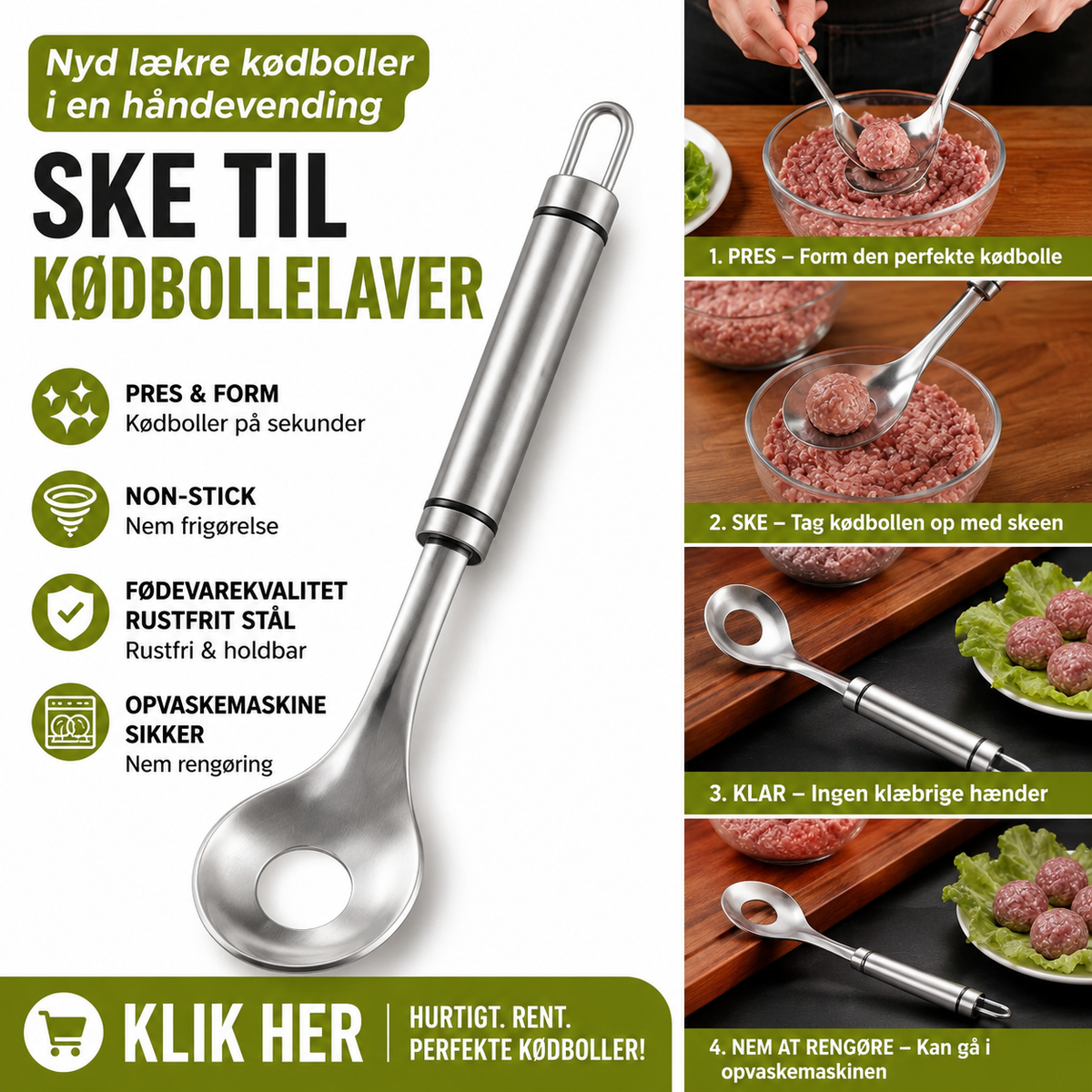 📢📢50 % RABAT!! ⏰Kødbollerform i rustfrit stål