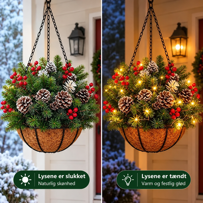 🎄🏆Julekurv med indbygget belysning |🎄 Med indbygget belysning, vejrbestandig og vedligeholdelsesfri