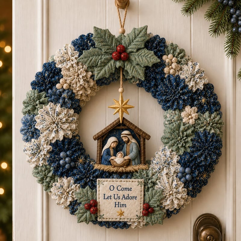 🎄 DIY-julekrans-håndværkssæt med 3D-tekstur | Afslappende og stemningsfuldt til døren