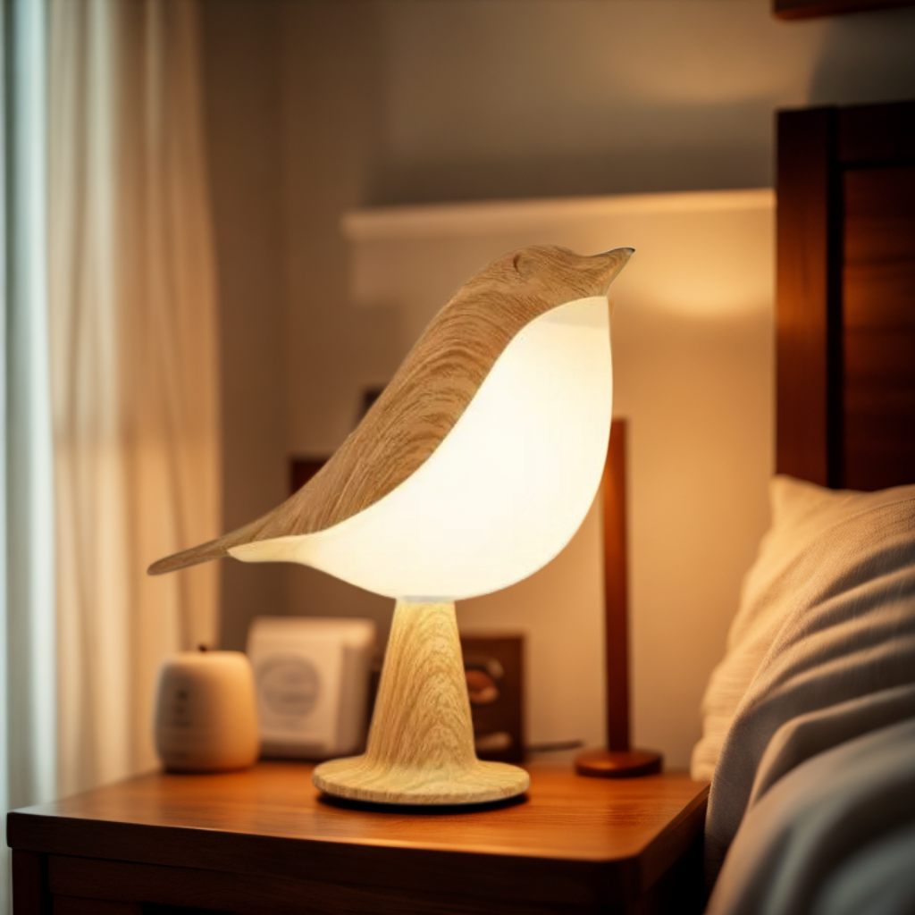 ZenGlow™ – Elegant Fugle-Inspireret Natbordslampe Lys