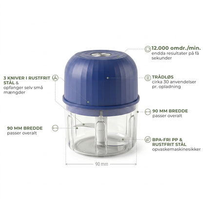 Chopello™ – PrepPod – Ledningsfri mini-hakker til hvidløg, løg og krydderurter på få sekunder