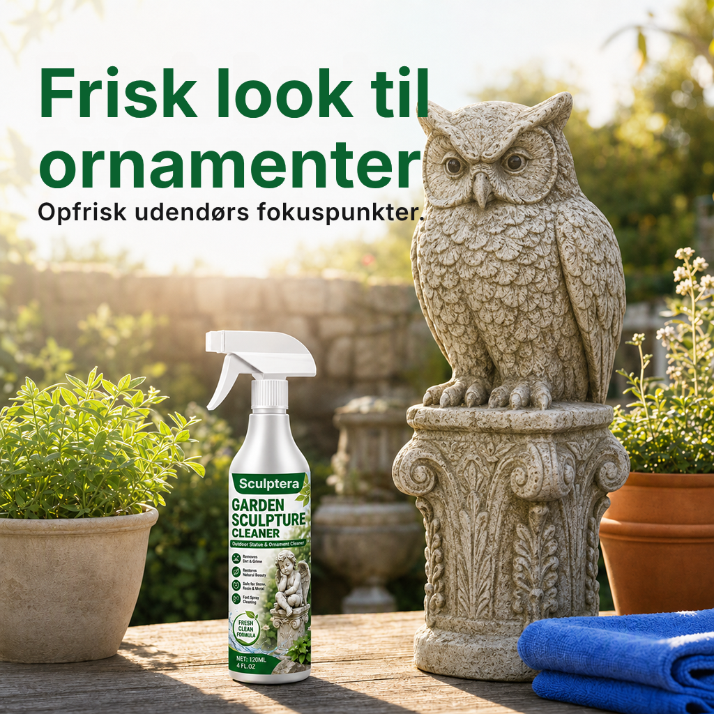 Sculptera™ Kraftig rengøringsspray til haveskulpturer – Fjerner snavs og giver et friskt udseende igen 🗿
