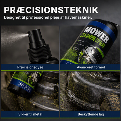 Effektiv rengørings- og affedtningsspray til plæneklippere