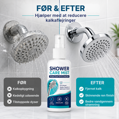 Hurtigtvirkende kalkfjernerspray til bruseren