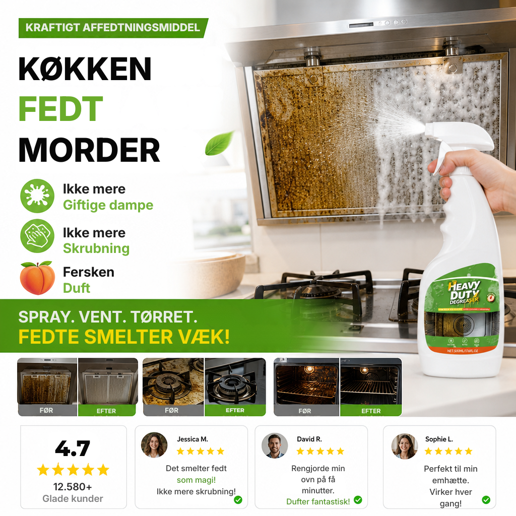 Kraftig affedtningsspray til køkkenet