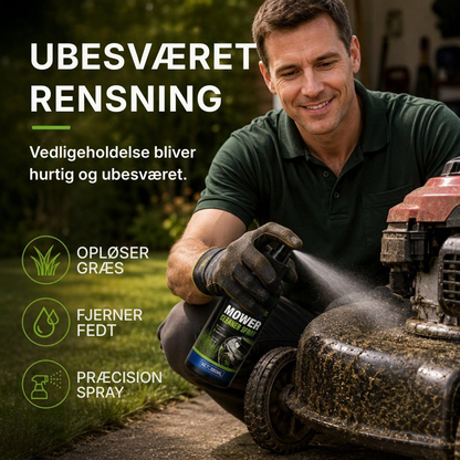 Effektiv rengørings- og affedtningsspray til plæneklippere