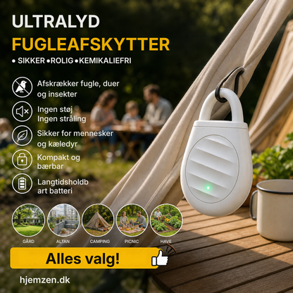 🐦Nu er der ikke længere problemer med fugle, dyr og græshopper! Bærbar nøglering med ultralydsfugleskræmmer