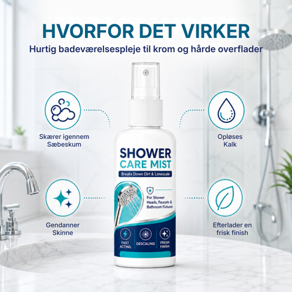 Hurtigtvirkende kalkfjernerspray til bruseren