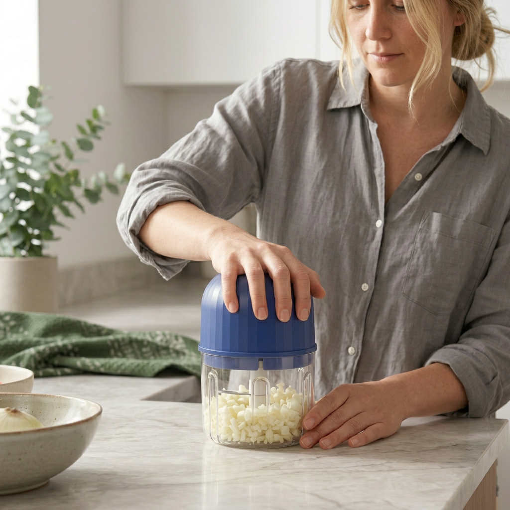 Chopello™ – PrepPod – Ledningsfri mini-hakker til hvidløg, løg og krydderurter på få sekunder