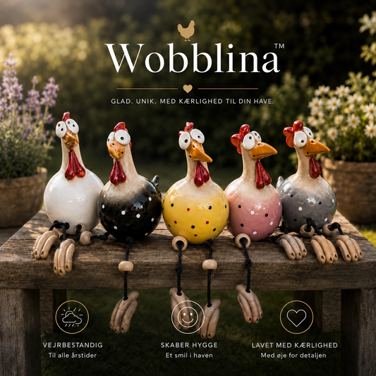 Wobblina™ Keramisk vuggekylling med vuggende ben – Håndlavet sjov havekylling