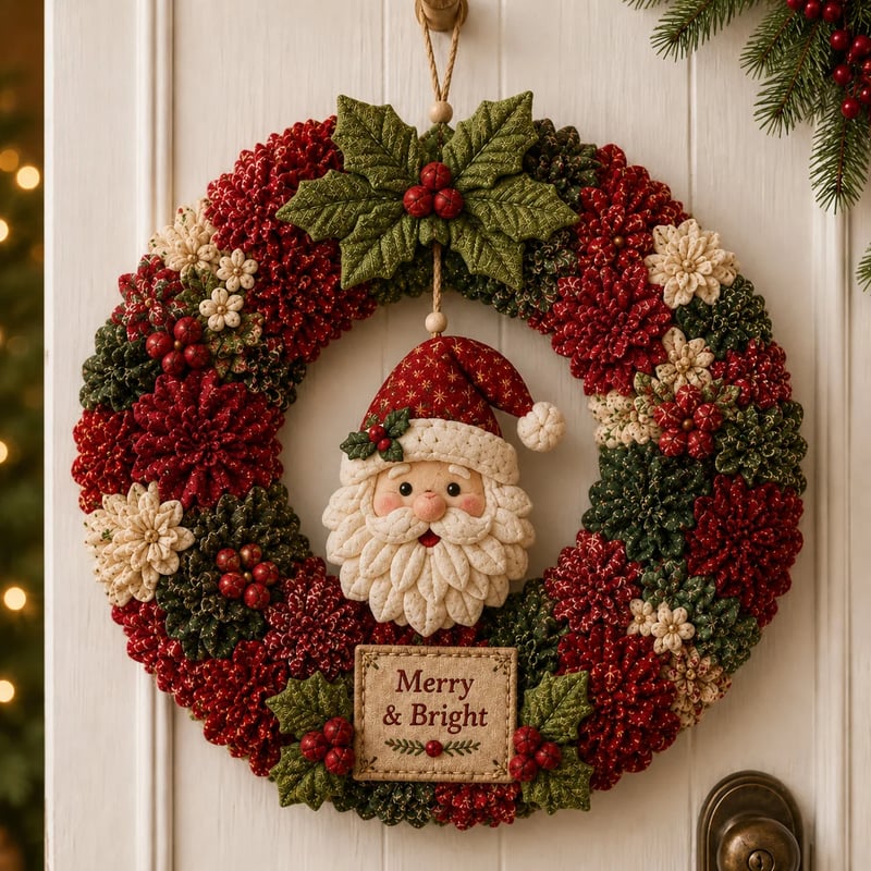 🎄 DIY-julekrans-håndværkssæt med 3D-tekstur | Afslappende og stemningsfuldt til døren