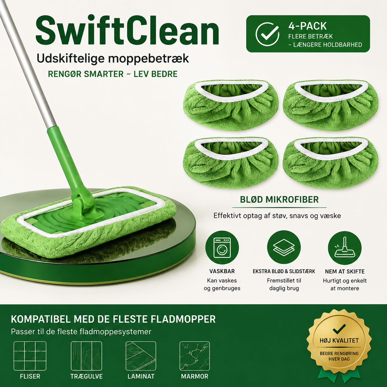 SwiftClean | Genanvendelig Mikrofiber Swiffer Støvklud