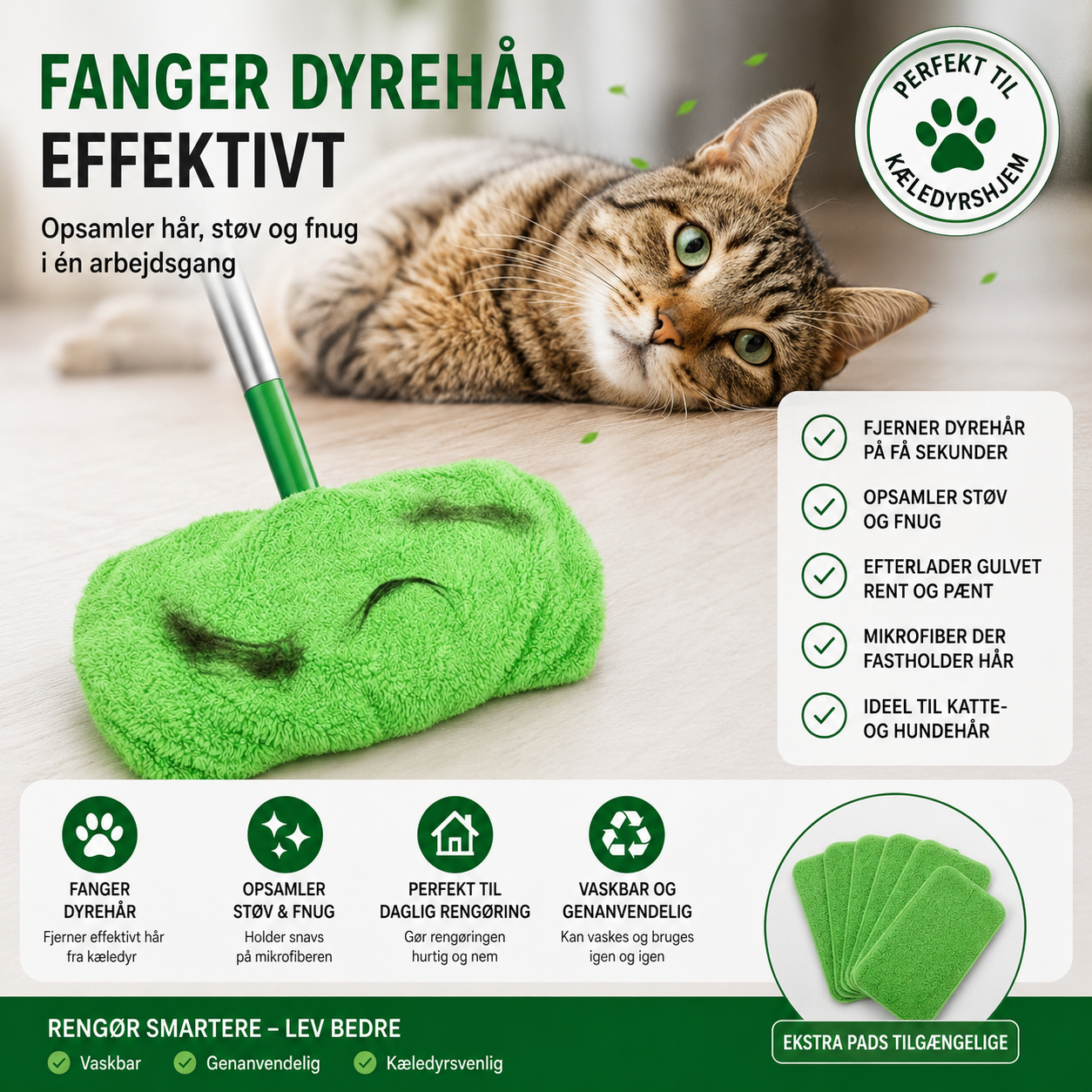 SwiftClean | Genanvendelig Mikrofiber Swiffer Støvklud