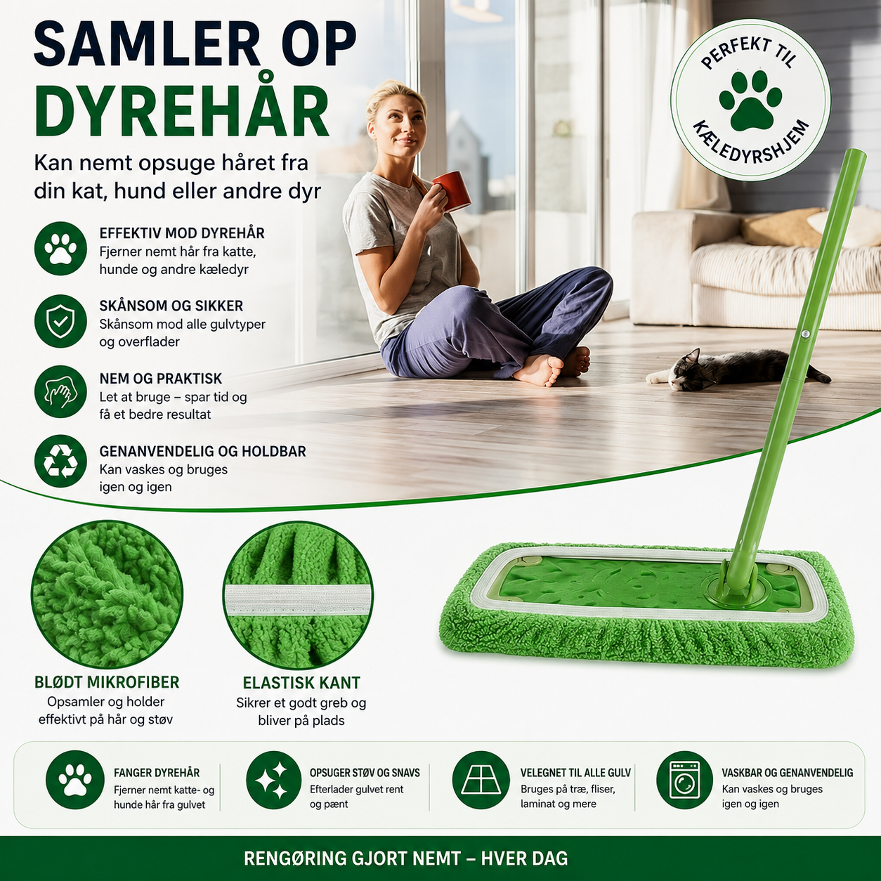 SwiftClean | Genanvendelig Mikrofiber Swiffer Støvklud