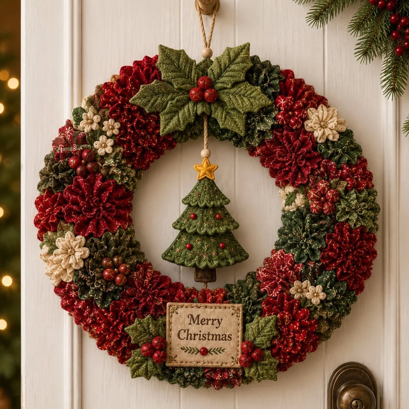 🎄 DIY-julekrans-håndværkssæt med 3D-tekstur | Afslappende og stemningsfuldt til døren
