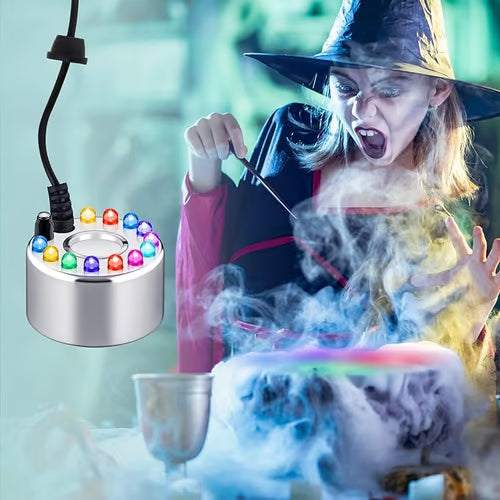 ⏳🔥50 % RABAT I BEGRÆNSET PERIODE! ⏰💨 Ultralyds-tågemaskine med 12 LED’er – Skaber kølig tåge og farverigt lys – Perfekt til luftfugtere, springvand eller Halloween-dekoration – kører lydløst i vand 💧✨
