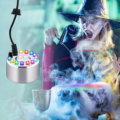 ⏳🔥50 % RABAT I BEGRÆNSET PERIODE! ⏰💨 Ultralyds-tågemaskine med 12 LED’er – Skaber kølig tåge og farverigt lys – Perfekt til luftfugtere, springvand eller Halloween-dekoration – kører lydløst i vand 💧✨