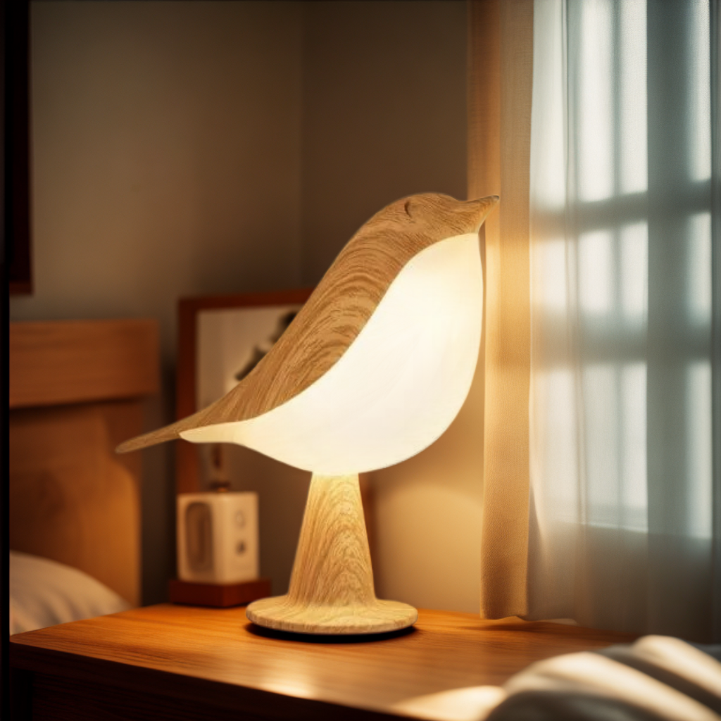 ZenGlow™ – Elegant Fugle-Inspireret Natbordslampe Lys