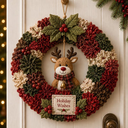 🎄 DIY-julekrans-håndværkssæt med 3D-tekstur | Afslappende og stemningsfuldt til døren