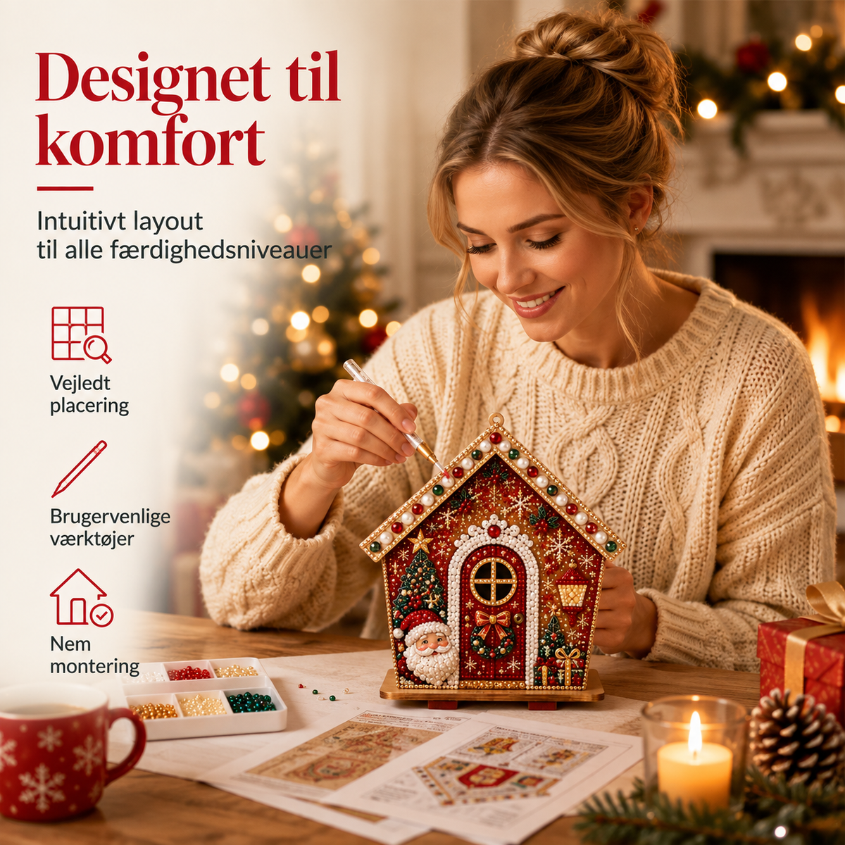 🎄3D-juleperlemaleri – gør-det-selv | Glitrende 3D-perler | Vælg selv dine 3 yndlingsdesign
