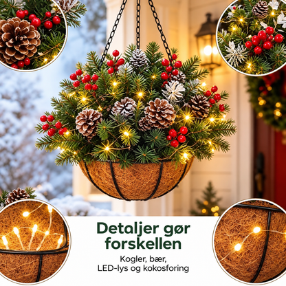 🎄🏆Julekurv med indbygget belysning |🎄 Med indbygget belysning, vejrbestandig og vedligeholdelsesfri