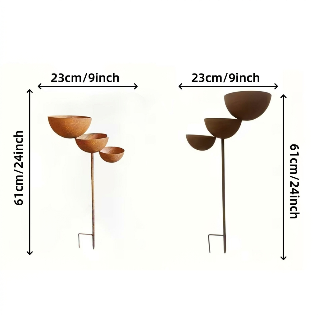 Fuglebad i tre niveauer – Corten-stål