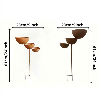 Fuglebad i tre niveauer – Corten-stål