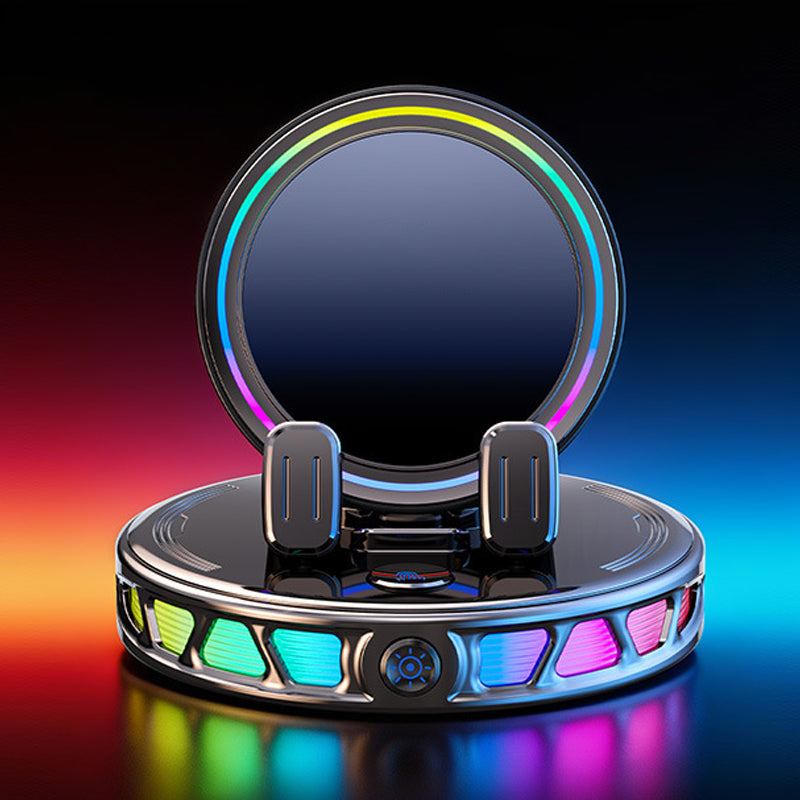 🌈 50 % rabat! 🚗 360° roterbar bilholder med trådløs opladning og RGB-stemningsbelysning