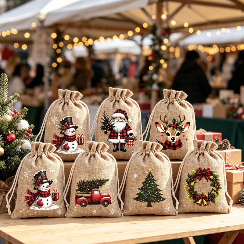 🎄 TIDSBEGRÆNSET 50 % RABAT! 🎁 Julegavposer med snor – Festlige nisse- og rensmotiver, dobbelt snor og bæredygtigt stof – Julestemning i hver eneste gave ✨