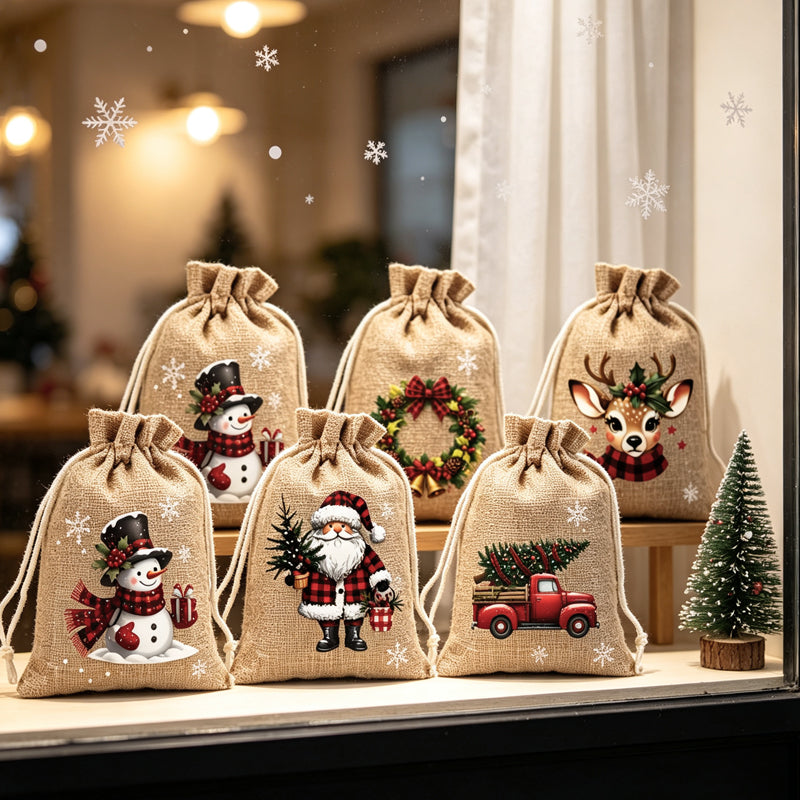 🎄 TIDSBEGRÆNSET 50 % RABAT! 🎁 Julegavposer med snor – Festlige nisse- og rensmotiver, dobbelt snor og bæredygtigt stof – Julestemning i hver eneste gave ✨