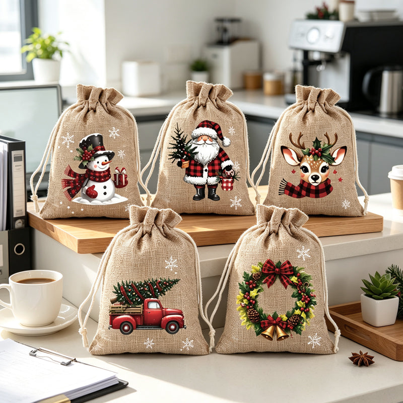 🎄 TIDSBEGRÆNSET 50 % RABAT! 🎁 Julegavposer med snor – Festlige nisse- og rensmotiver, dobbelt snor og bæredygtigt stof – Julestemning i hver eneste gave ✨