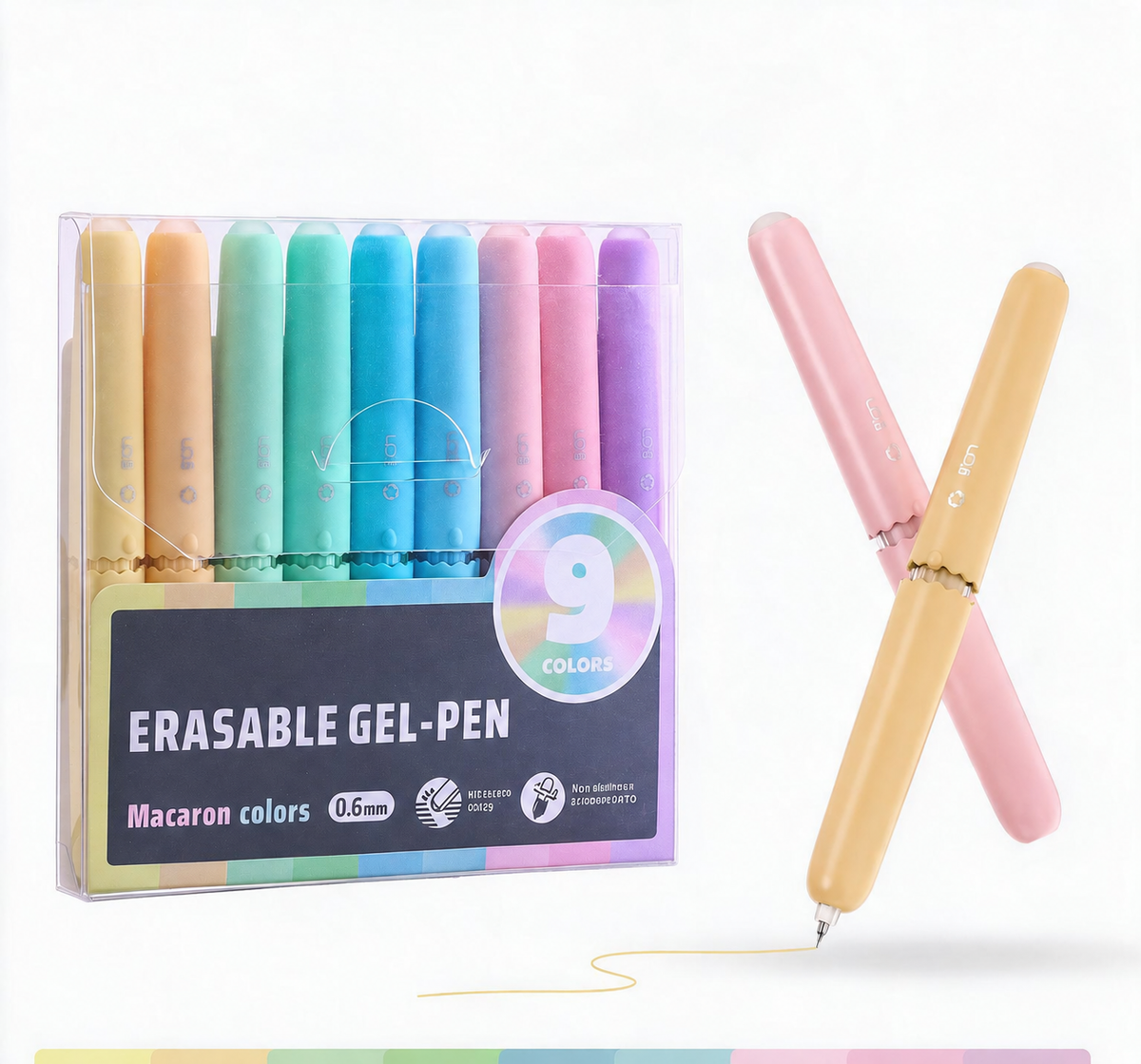 🏆 50 % RABAT! ✨ Sæt med 9 gelpenne, der kan viskes ud, i flere farver