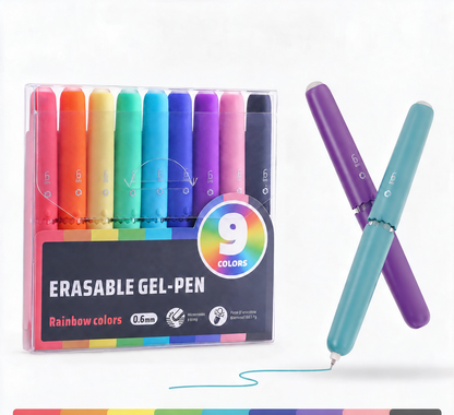 🏆 50 % RABAT! ✨ Sæt med 9 gelpenne, der kan viskes ud, i flere farver